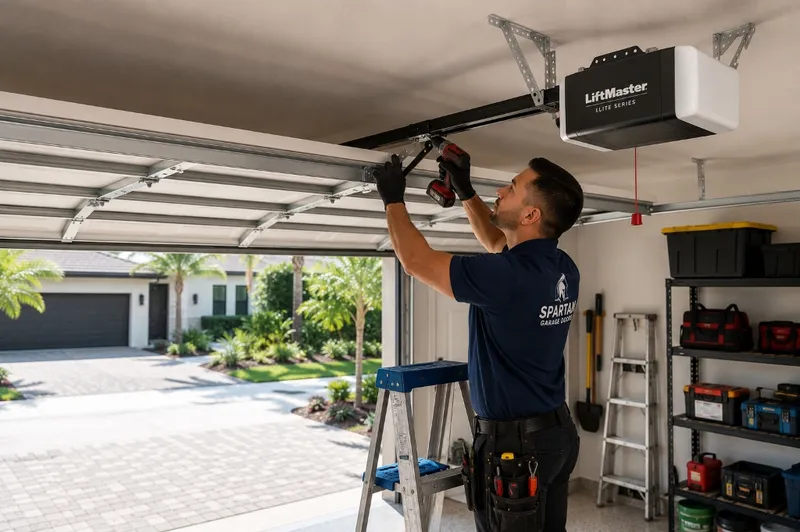 A clean, modern double-car garage door installed on a residential house